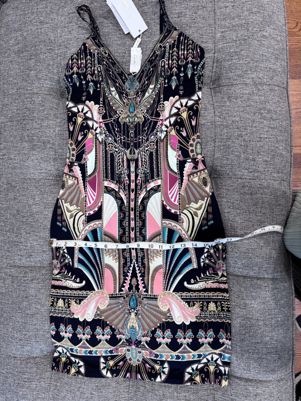 Camilla They Called Her Nefertari V Neck Black Multicolor Mini Dress size XS - Picture 7 of 9
